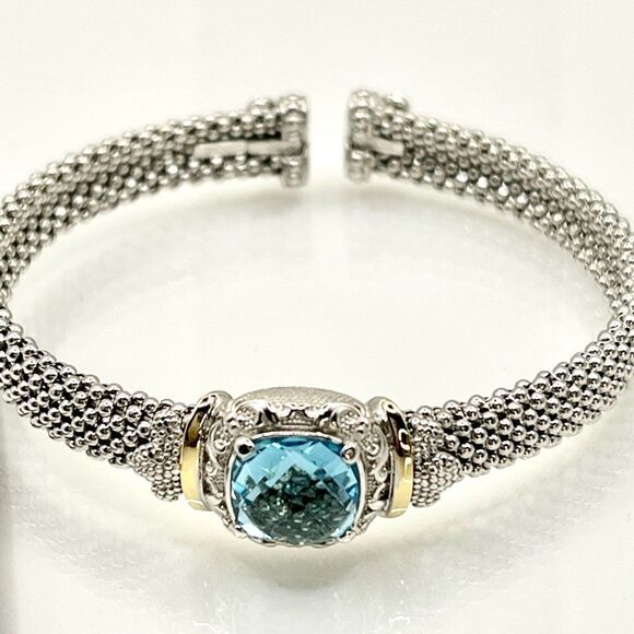 Phillip Gavriel renaissance Cushion Blue Topaz Cuff Bangle - Picture 11 of 15